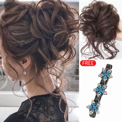 🔥LAST DAY - BUY 1 GET 1 & EACH ONLY 4.5￡!!!!💗Messy Curly Hair Bun Scrunchie Extensions