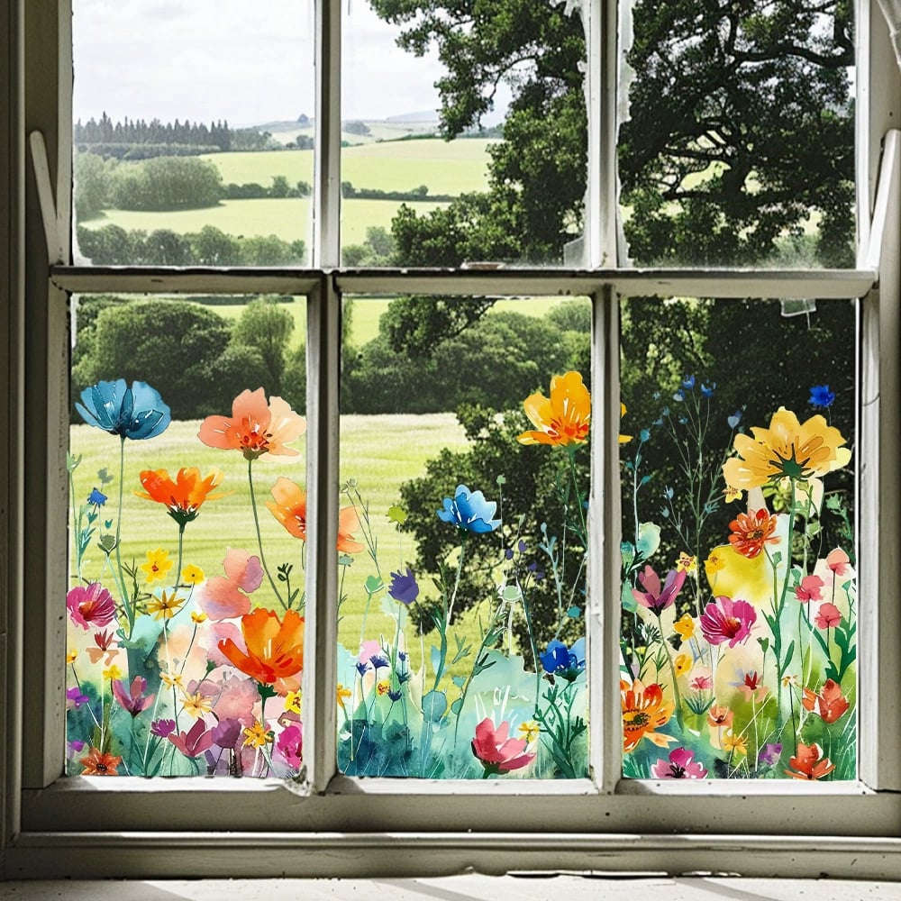 ✨LAST DAY SALE 49% OFF!-💐Colorful Floral Bouquet Window Sticker 🖼️