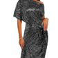 💃60% OFF! ✨ Sparkling One-Shoulder Ruffle Dress - Stretchy Glitter Fabric for a Show-Stopping Party Look 🌟🎉