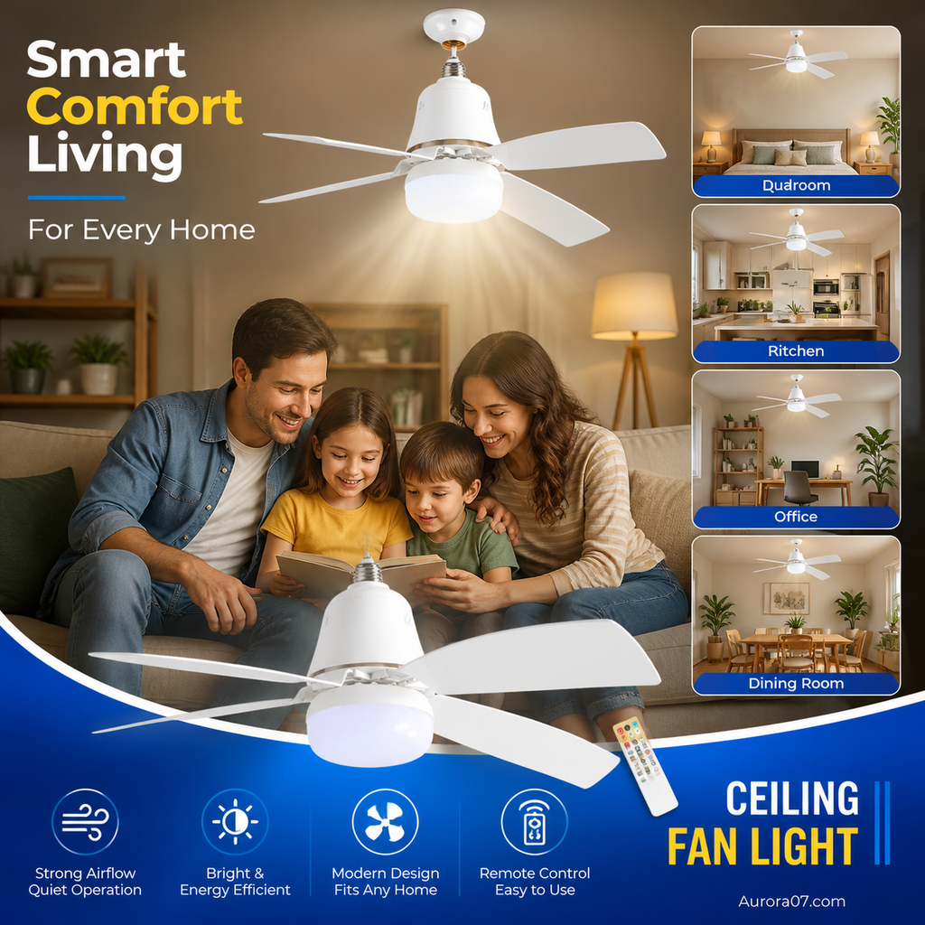 🏆LAST DAY SALE 49% OFF🔥SmartBreez™ 40W LED Ceiling Fan Light – 20.5” Ultra-Quiet with Remote 🎯 | E27 + FREE B22 Adapter 🔌 | For Bedroom 😴, Kitchen 👩‍🍳 & Garage 🛠️ – UK Ready! 🇬🇧