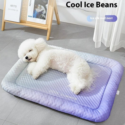 🔥Summer Hot Sale 🐶🧊Pet Cooling Pad Mat for Dogs and Cats🐶😻 - Ice Silk Summer Cool Bed Blanket in Gradient Colours, Breathable Soft Sleeping Cushion for Indoor Floors Sofas and Car Travel Washable Multiple Sizes Available