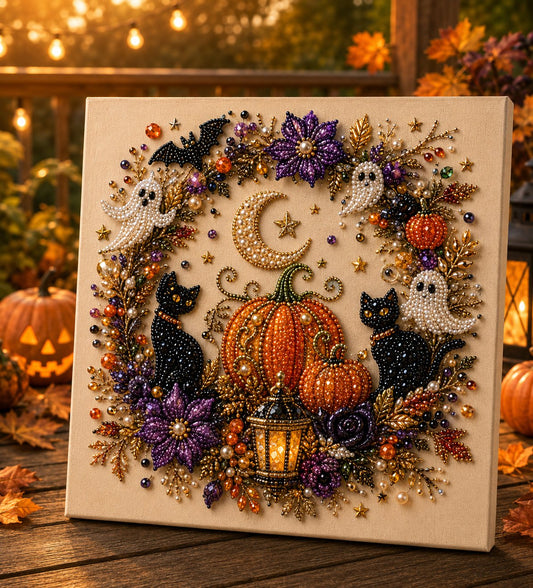 🔥LAST DAY SALE ONLY ￡10.99!!  👻✨ Halloween Pearl Art DIY Kit – Turn Tiny Pearls into Spooky-Cute Magic