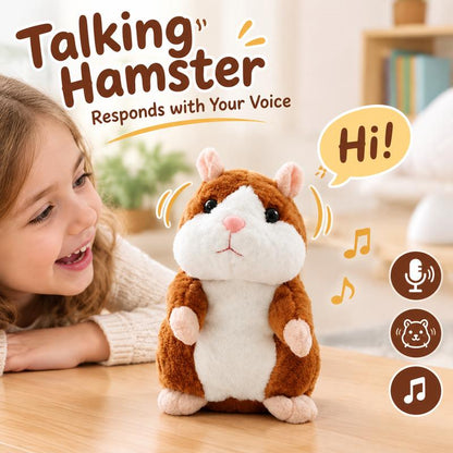 🐹 Last Day Special Price £9.99! ！✨Talking Hamster Plush – repeats whatever you say, auto head-shaking, hilarious fun for kids & adults.🎁