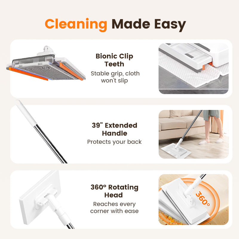 🎅Christmas Sale-Up to 70% OFF!!🏠Disposable Dust Mop with 4 Reusable Cloths