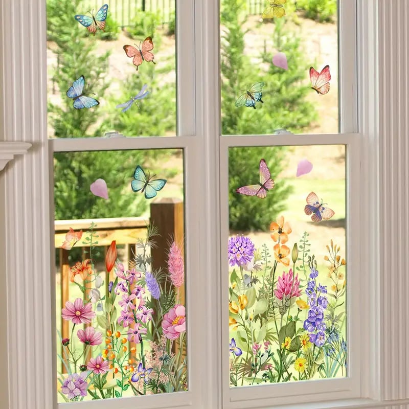 ✨LAST DAY SALE 49% OFF!-💐Colorful Floral Bouquet Window Sticker 🖼️