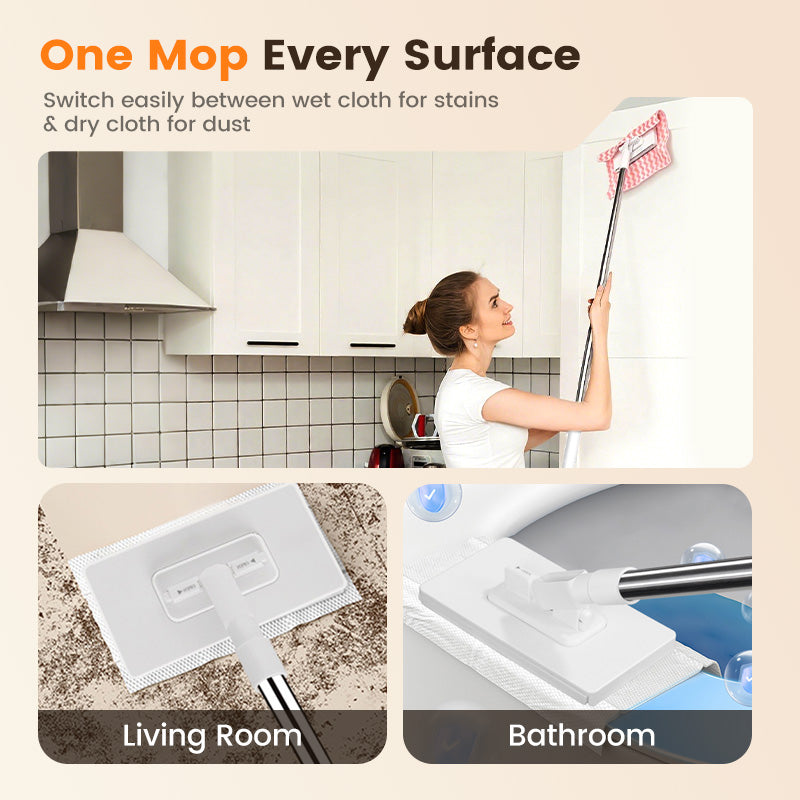 🎅Christmas Sale-Up to 70% OFF!!🏠Disposable Dust Mop with 4 Reusable Cloths