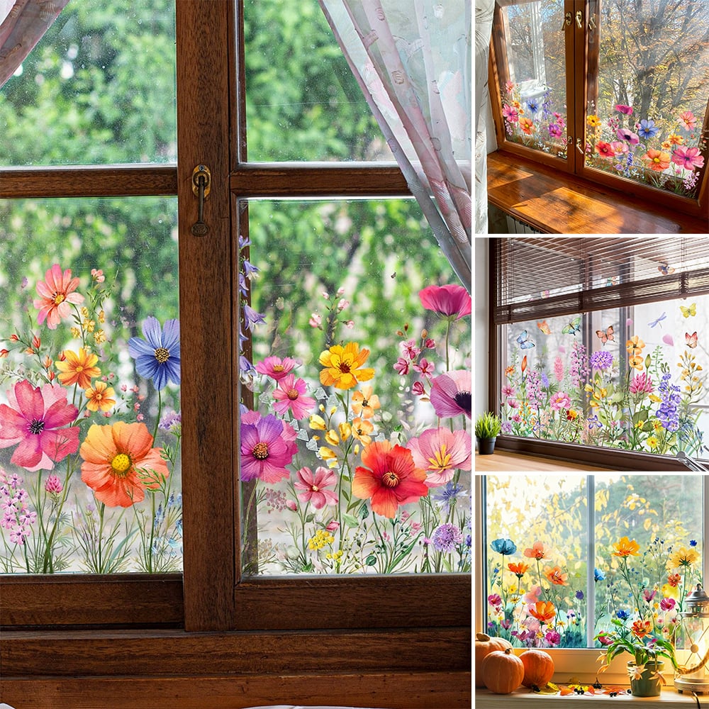 ✨LAST DAY SALE 49% OFF!-💐Colorful Floral Bouquet Window Sticker 🖼️