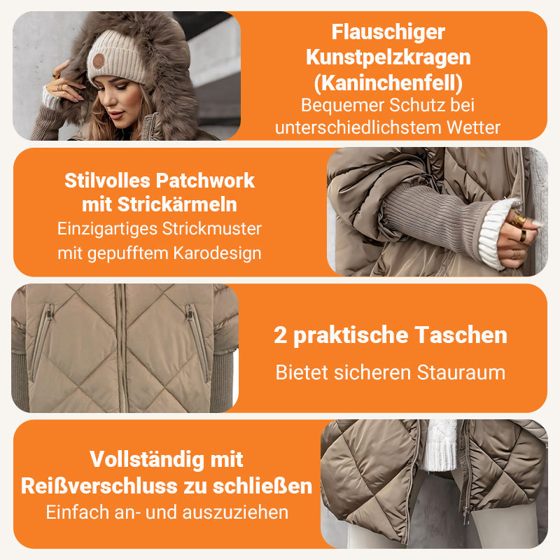 💥Winterschlussverkauf👉🔥Damen Midi parka with knitted sleeves❄️💝