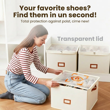 ⏰LIMITED TIME 49% OFF! 👟 Fabric Shoe Organizer Storage Box – Foldable, Large Capacity, Dustproof & Breathable for Closet & Bedroom 🧺✨