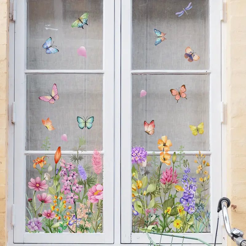 ✨LAST DAY SALE 49% OFF!-💐Colorful Floral Bouquet Window Sticker 🖼️