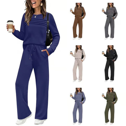 🔥LAST DAY SALE - 60% OFF👍Women's Crew Neck Top & Drawstring Pants Set✨