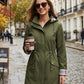 💖LAST DAY SALE 70% OFF🧥Women's Solid-Color Hooded Windbreaker Jacket🍃Drawstring Waist, Zip & Button Closure, Waterproof Long-Sleeve Casual Outerwear Coat for Spring & Fall