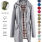 💖LAST DAY SALE 70% OFF🧥Women's Solid-Color Hooded Windbreaker Jacket🍃Drawstring Waist, Zip & Button Closure, Waterproof Long-Sleeve Casual Outerwear Coat for Spring & Fall