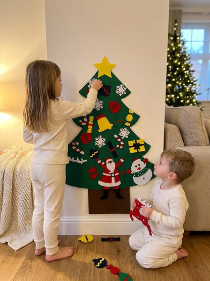 🎅Xmas Hot Sales - 50% OFF!🎄DIY Felt Christmas Tree for Kids✨32 Reusable Ornaments + Fairy Lights