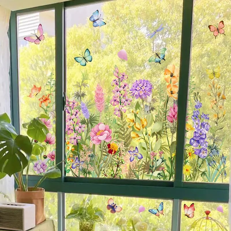 ✨LAST DAY SALE 49% OFF!-💐Colorful Floral Bouquet Window Sticker 🖼️