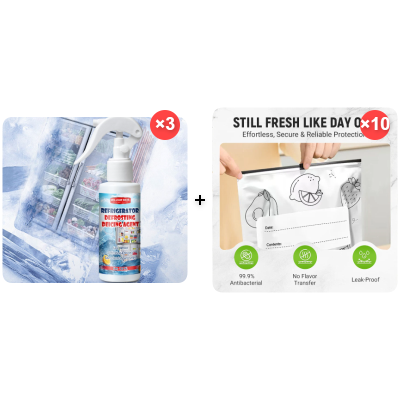 ⏳LAST DAY - Buy 2 Get 1 Free!!🧊Defrosting Spray for Fridge Freezer👍✨Includes Free Spatula
