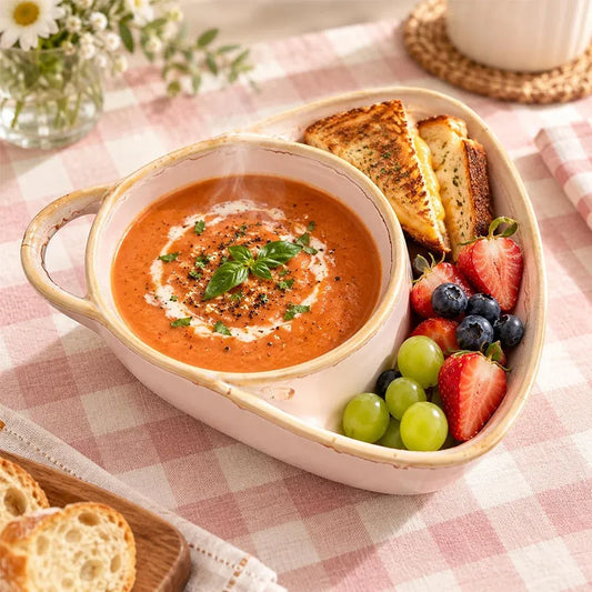 🍲 LAST DAY £22.99! ! !  Ceramic Soup & Toasty Bowls with Handles✨ – Rustic Reactive Glaze Design
