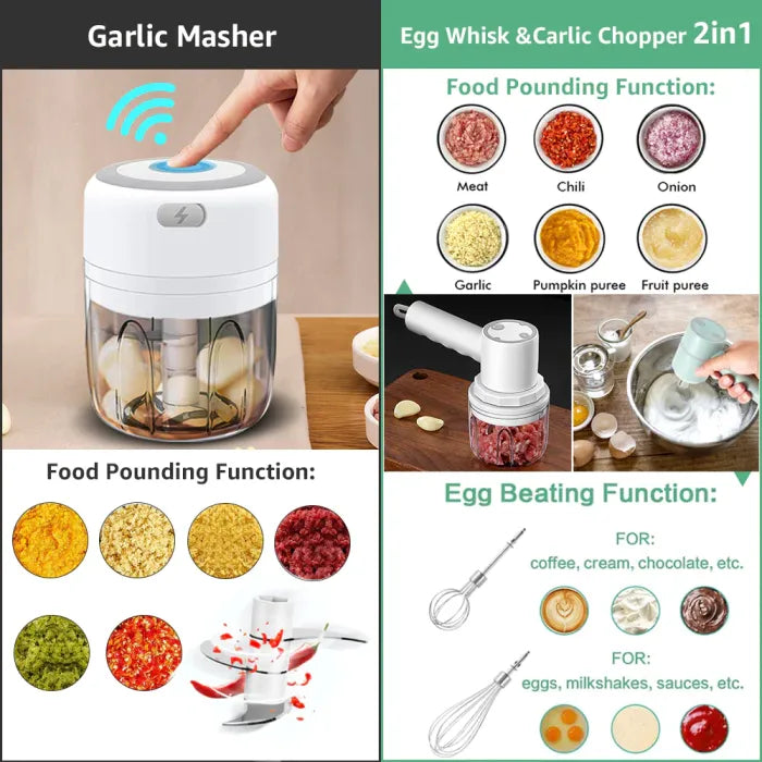 🏆LAST DAY SALE: ￡6.99!!⚡50K+ SOLD! Almost Gone-💥Electric Garlic Chopper, Mini Portable Veggie Cutter