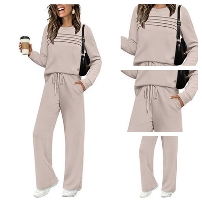 🔥LAST DAY SALE - 60% OFF👍Women's Crew Neck Top & Drawstring Pants Set✨