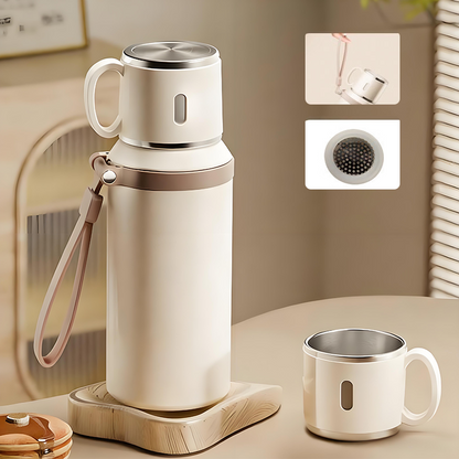 🏆Flash Sale 50% OFF⚡5K+ SOLD! 💥☕2 in 1 Stainless Steel Vacuum Insulated Bottle with Lidded Cup🍵