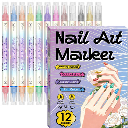 🎨Limited Time Special Price:£ 7.99💞✨Dual-Tip Nail Art Marker Pen Set Quick‑dry, no UV lamp. Fine & brush tips. 12/24 vibrant colors. Easy DIY at home. No smudges, just art! 💅🖌️