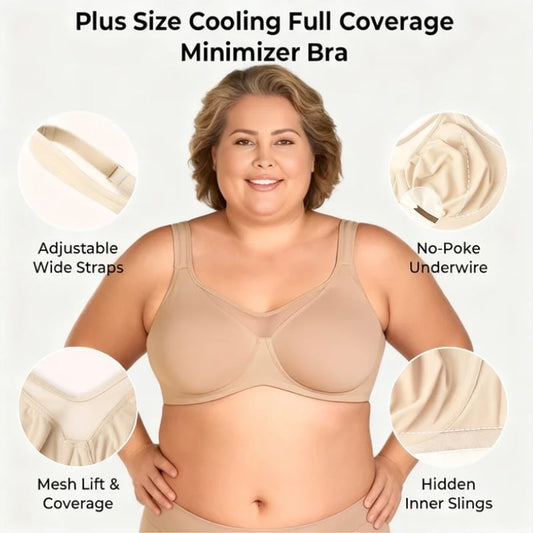 ⏳HOT SALE -ONLY £8.99 THIS WEEK💐Women's Elegant Sheer Full Coverage Minimizer Bra ✨ Plus Size for Large Busts | No Digging, No Spillage & Ultra Comfy