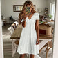 💖LAST DAY SALE ONLY ￡14.99!! 👗Top Pick - V-Neck Eyelet Dress with Scallop Trim – Lightweight & Romantic for Garden Parties or Brunch 🌿