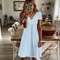 💖LAST DAY SALE ONLY ￡14.99!! 👗Top Pick - V-Neck Eyelet Dress with Scallop Trim – Lightweight & Romantic for Garden Parties or Brunch 🌿
