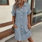 🎒50% OFF NOW ! ✨Women's Buttoned Short Sleeve Pocket Casual Shirt Dress