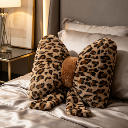 ⏳LAST DAY SALE 50% OFF– ONLY ￡10.99!!🐆🎀Leopard Print Bowknot Throw Pillow– Perfect for sofas, beds & boho decor ✨