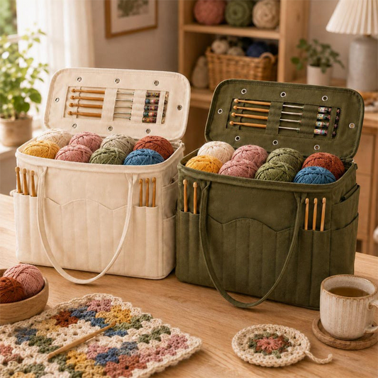 🎉Gift Idea 50% OFF💞🔥Multifunctional Zoned Storage Canvas Yarn Storage Bag with Needle Pockets🧶✨