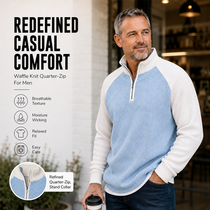 🔥Last Day-50% OFF!!✨ Easy Everyday Comfort | Men's Waffle-Knit Quarter-Zip Shirt