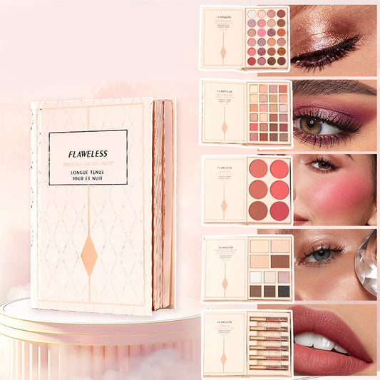 🏆LAST DAY SALE 50% OFF!!💐 Magic Makeup Book – All-in-One Cosmetic Palette with Eyeshadows, Blush, Highlighter & Lip Gloss | Perfect Christmas Gift for Her 🎄