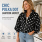 ⏳LAST DAY SALE £23.99!!🖤🤍Playful Polka Dots, Statement Sleeves | Women's Oversized Zipper Jacket