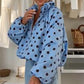 ⏳LAST DAY SALE £23.99!!🖤🤍Playful Polka Dots, Statement Sleeves | Women's Oversized Zipper Jacket