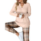 ⏳💖2026 Hot Sale 70% OFF✨🍂Fall Cozy Casual Matching Two Piece Outfit🎀☁ Women's Knit Top & Plaid Leggings Set