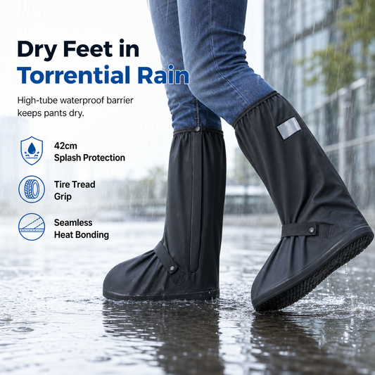 🌧️ LIMITED‑TIME 50% OFF! 👢 Waterproof High‑Top Rain Shoe Covers – Keep Feet Dry in Rain, Snow & Mud ✨Non‑Slip PVC, 42cm Splash Barrier & Reflective Night Safety 👟