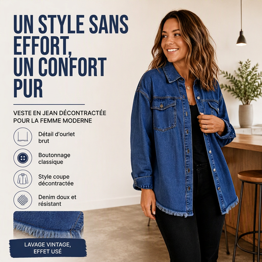 👚 50% OFF NOW! 💙 Women's Raw Edge Ripped Denim Jacket🍂 – Street Fashion, Multiple Pockets & Easy to Pair ✨