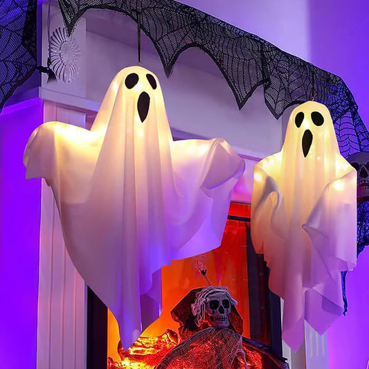 🏆 Last Day Special Price £9.99! 👻Glowing Ghost Chandelier for Halloween Party Decor