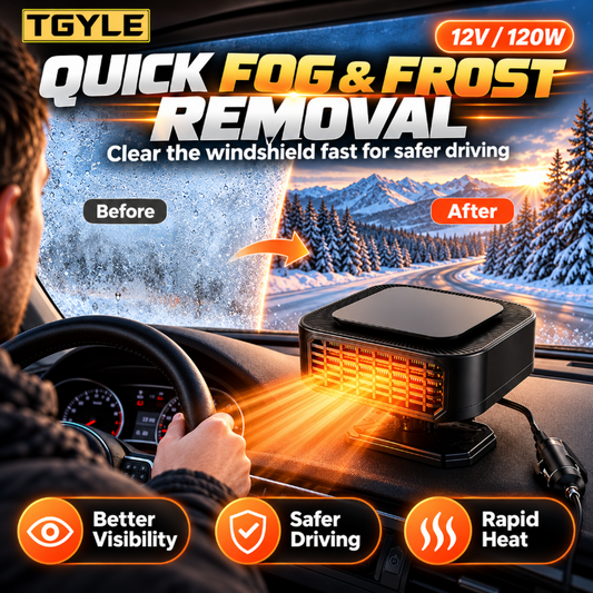🔥LAST DAY SALE ONLY ￡16.99!!🔥Portable Car Heater Defroster with 360-Degree Rotating Base❄️