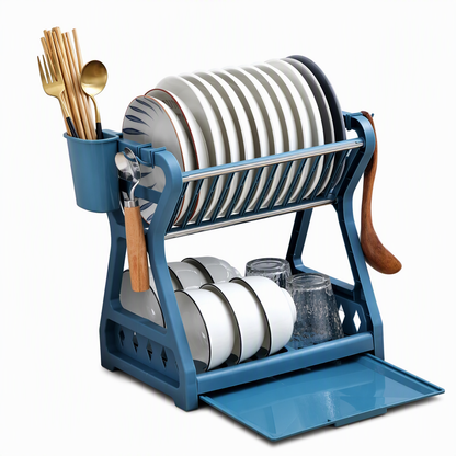 🔥LAST DAY SALE ONLY ￡14.99!!🍽️💦Multi-Layer Steel Dish Drying Rack – Vertical Storage, Drip Tray, Tool-Free Install ✨