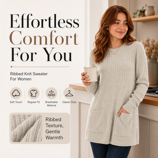 💖2026 Autumn’s Sale ✨🍂Women's Cozy Mid-Length Ribbed Knit Top