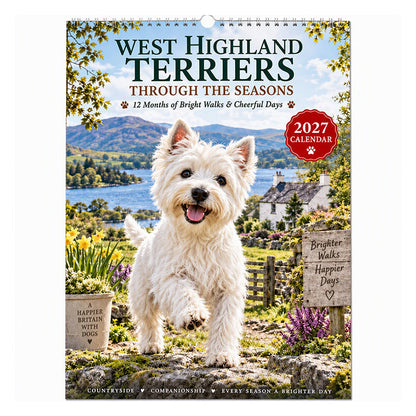 ✨New Arrival 50% OFF! 🐶 West Highland Terriers 2027 Calendar – Adorable Westie Photography, Spiral-Bound & Gift-Ready 🎁
