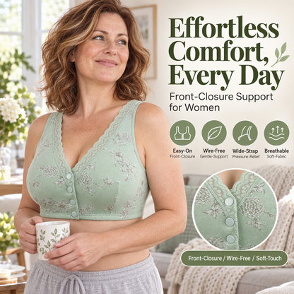 ⏳LAST WEEK SALE -ONLY £7.99!👙🥰Women's Plus Size Front Button Floral Print Wireless Bra
