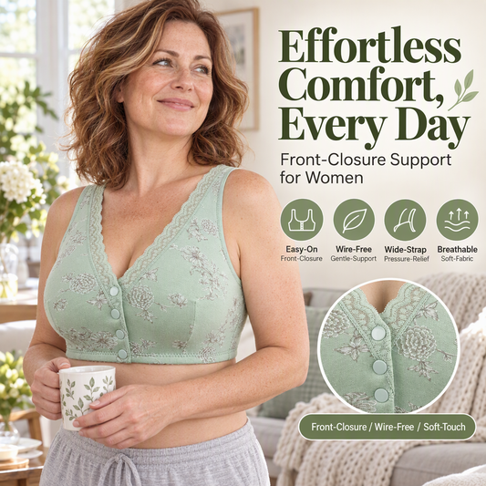 ⏳LAST WEEK SALE -ONLY £7.99!👙🥰Women's Plus Size Front Button Floral Print Wireless Bra