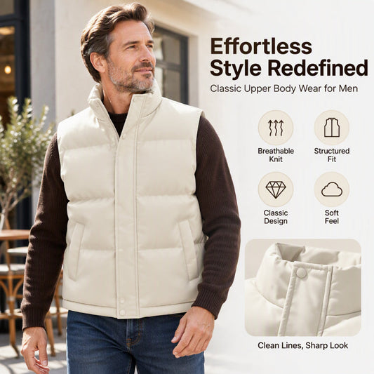 🎉This Week's Special Sales - Just £15.99!✨Men's Stand Collar Padded Gilet, Windproof Thermal Sleeveless Winter Vest, Warm Outerwear